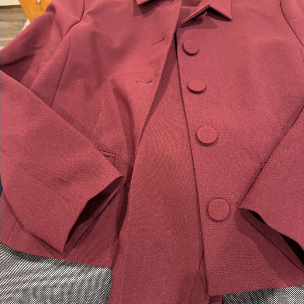 Ann Taylor Wine Button-Front Blazer & Pants - suit